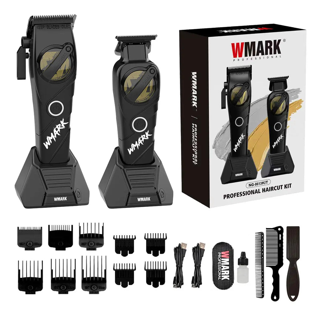 WMARK Máquina Para Cortar Cabello Profesional Kit De Cortadoras,Cortapelos Inalámbrico Para Hombre Con 10 Peines Guía Wmark 8613