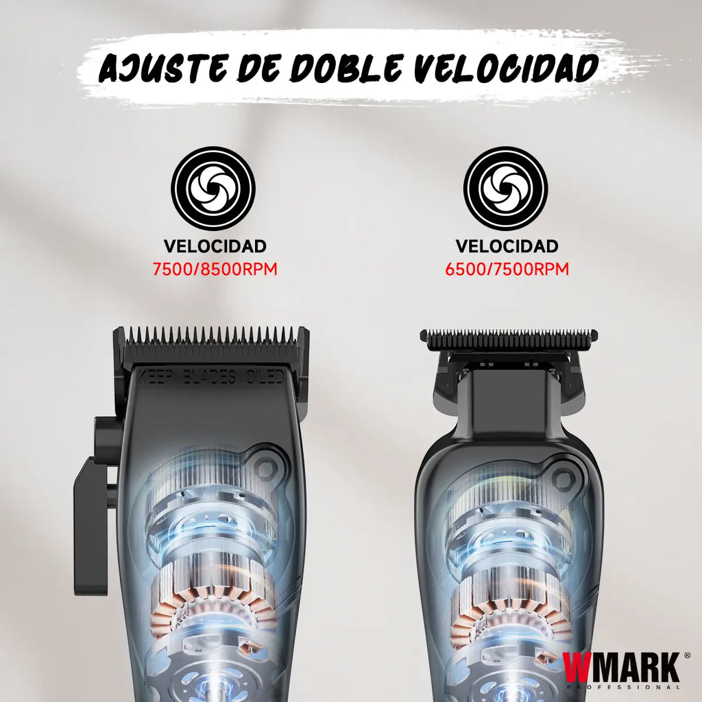 WMARK Máquina Para Cortar Cabello Profesional Kit De Cortadoras,Cortapelos Inalámbrico Para Hombre Con 10 Peines Guía Wmark 8613