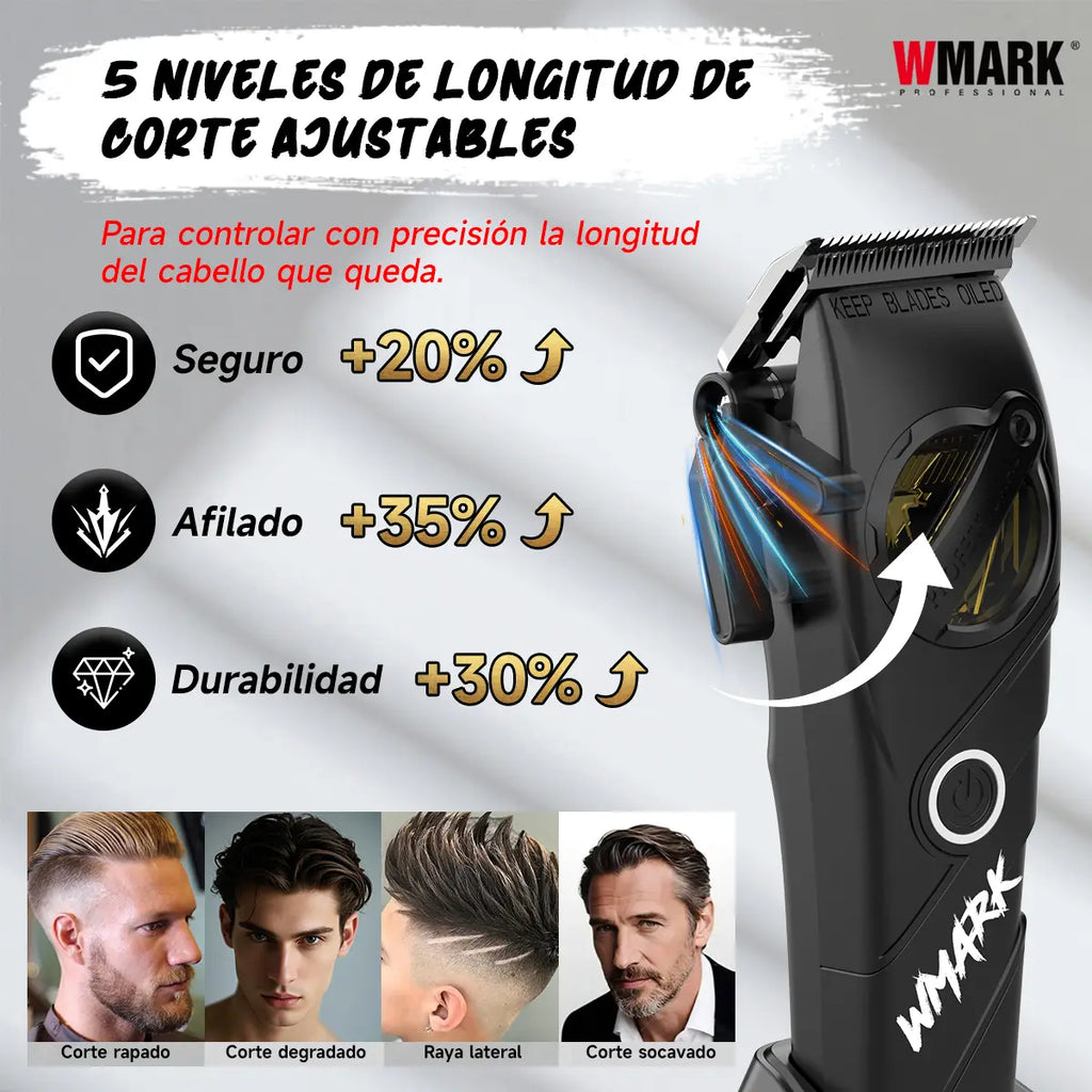 WMARK Máquina Para Cortar Cabello Profesional Kit De Cortadoras,Cortapelos Inalámbrico Para Hombre Con 10 Peines Guía Wmark 8613