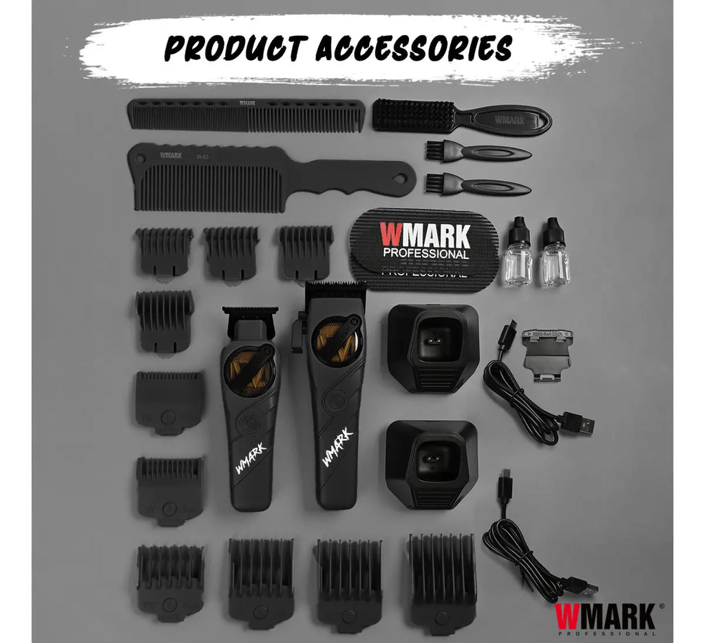 WMARK Máquina Para Cortar Cabello Profesional Kit De Cortadoras,Cortapelos Inalámbrico Para Hombre Con 10 Peines Guía Wmark 8613