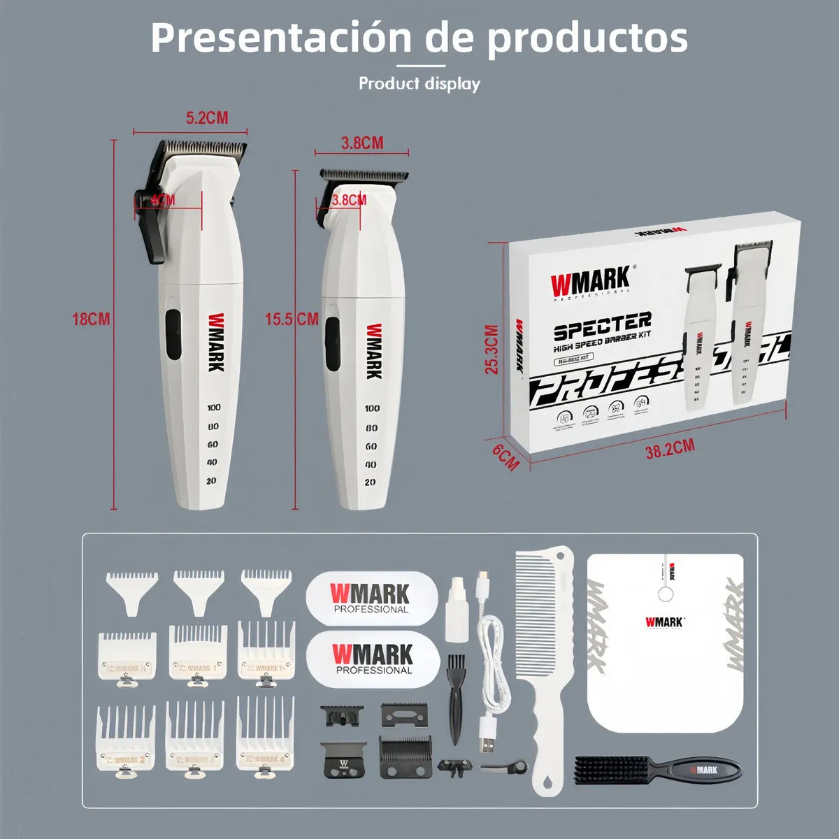 Wmark Ng-8632kit - Cortapelos Y Cortapelos Profesionales Con Indicador De Capacidad De Batería Led Con Caja De Regalo, Wmark Cortapelos Y Cortapelos Profesionales,cortadoras Cabel, Barbeador Eletrico