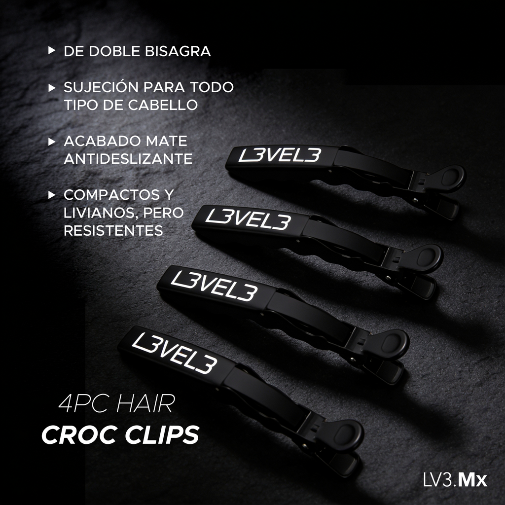 L3VEL3 4PC HAIR CROC CLIPS
