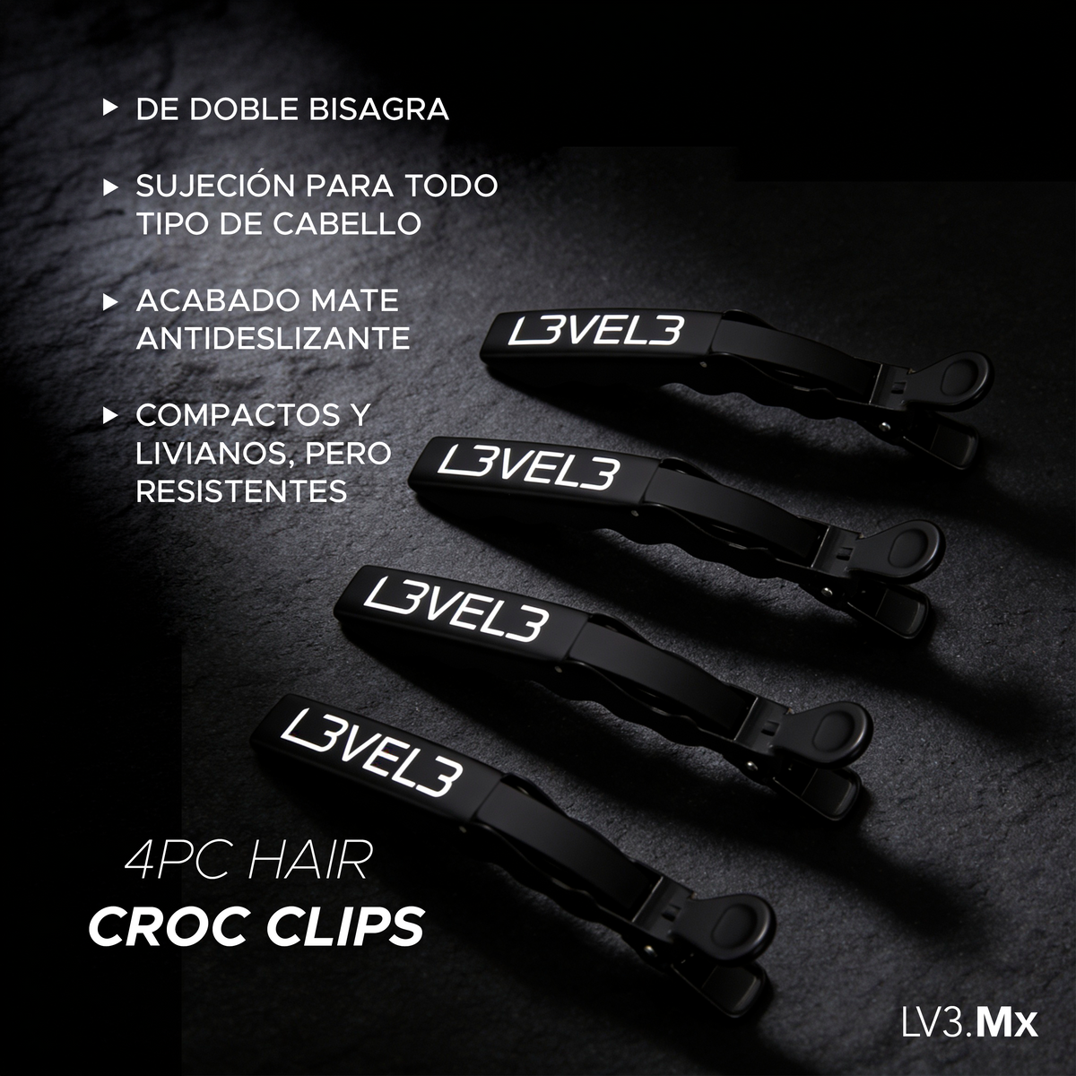 L3VEL3 4PC HAIR CROC CLIPS