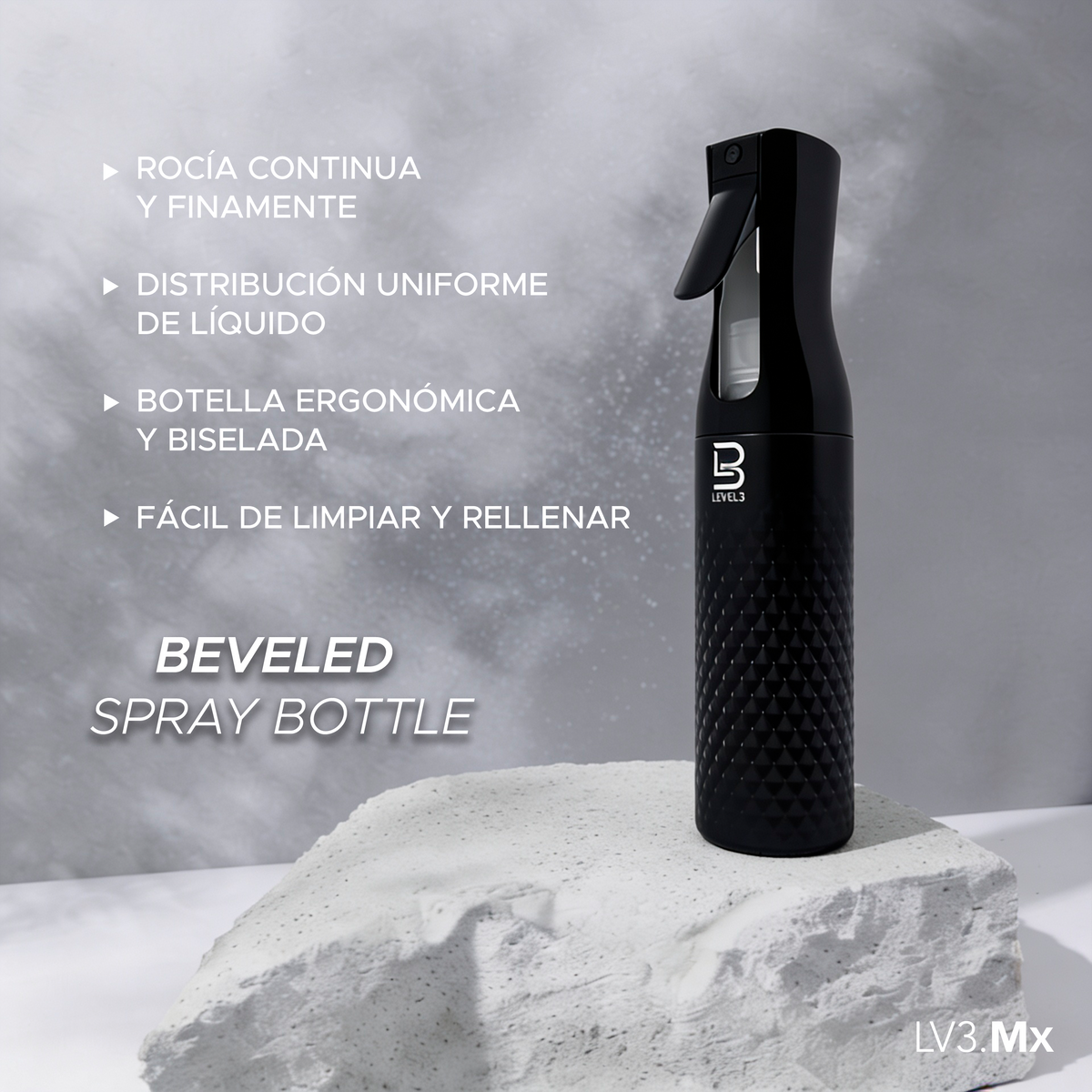 L3VEL3 BEVELED SPRAY BOTTLE BLACK