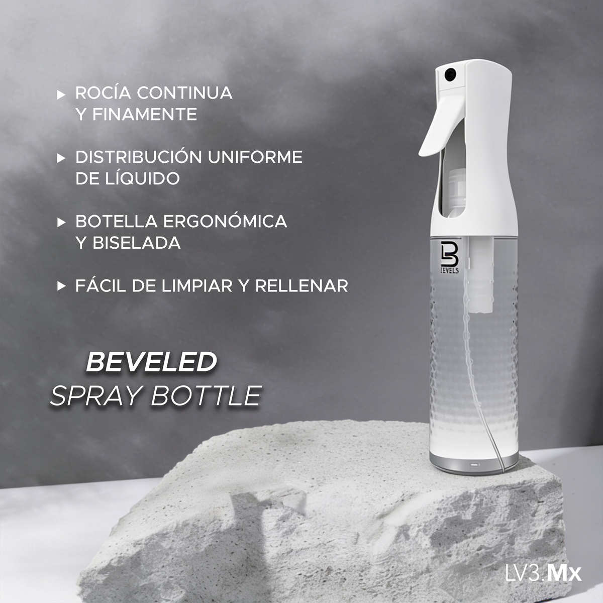 L3VEL3 BEVELED SPRAY BOTTLE WHITE/CLEAR