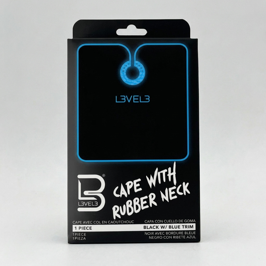 L3VEL3 CAPE WITH RUBBER NECK (BLACK W/BLUE TRIM)