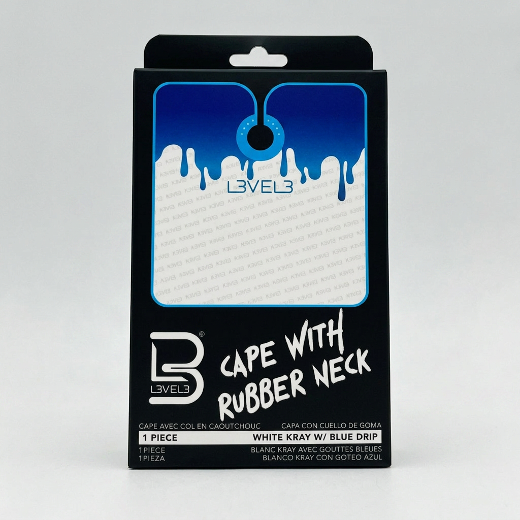L3VEL3 CAPE WITH RUBBER NECK (WHITE KRAY W/BLUE DRIP)