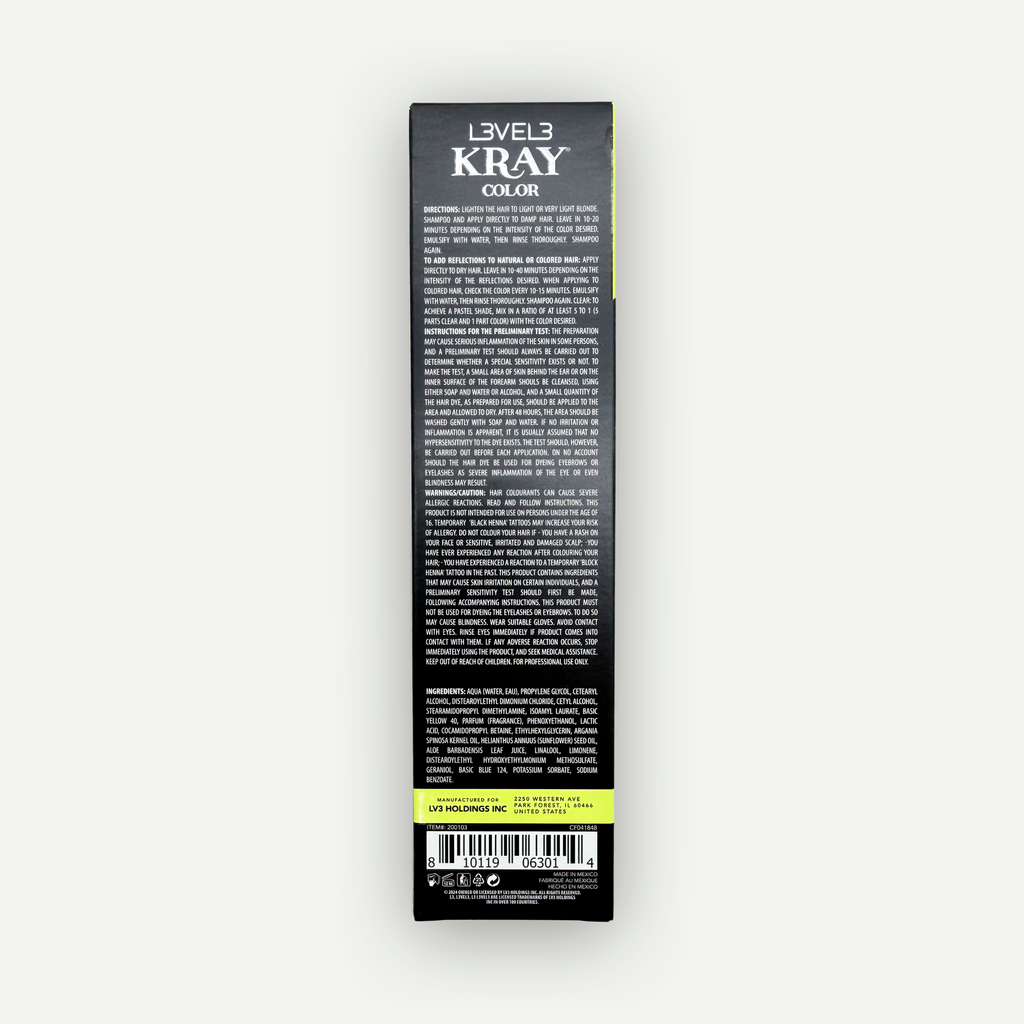 L3VEL3 ELECTRIC YELLOW SEMI PERMANENT COLOR TUBE 100 ml