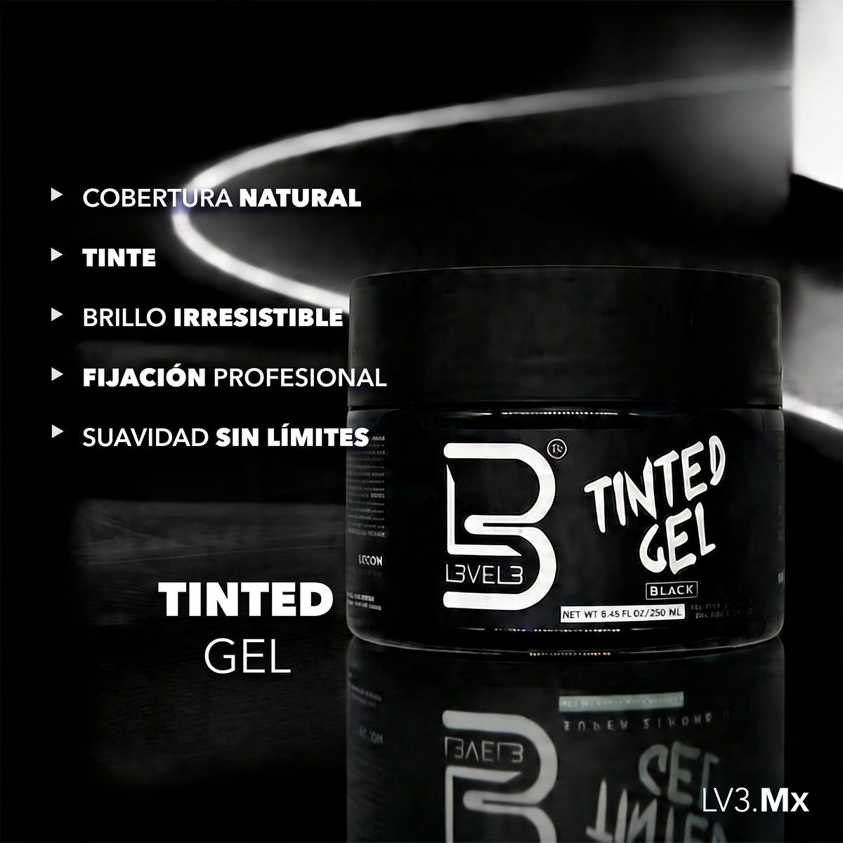 L3VEL3 Tinted Gel Black 250 ml