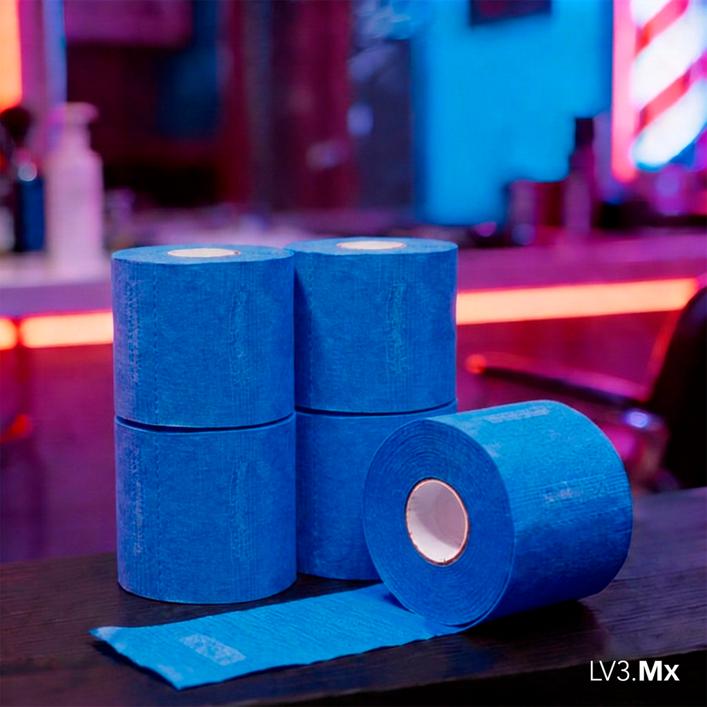 L3VEL3 5 ROLLS (100EACH) NECK PAPER BLUE