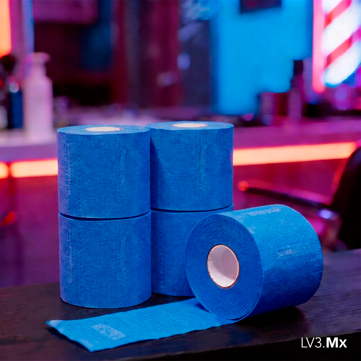 L3VEL3 5 ROLLS (100EACH) NECK PAPER BLUE