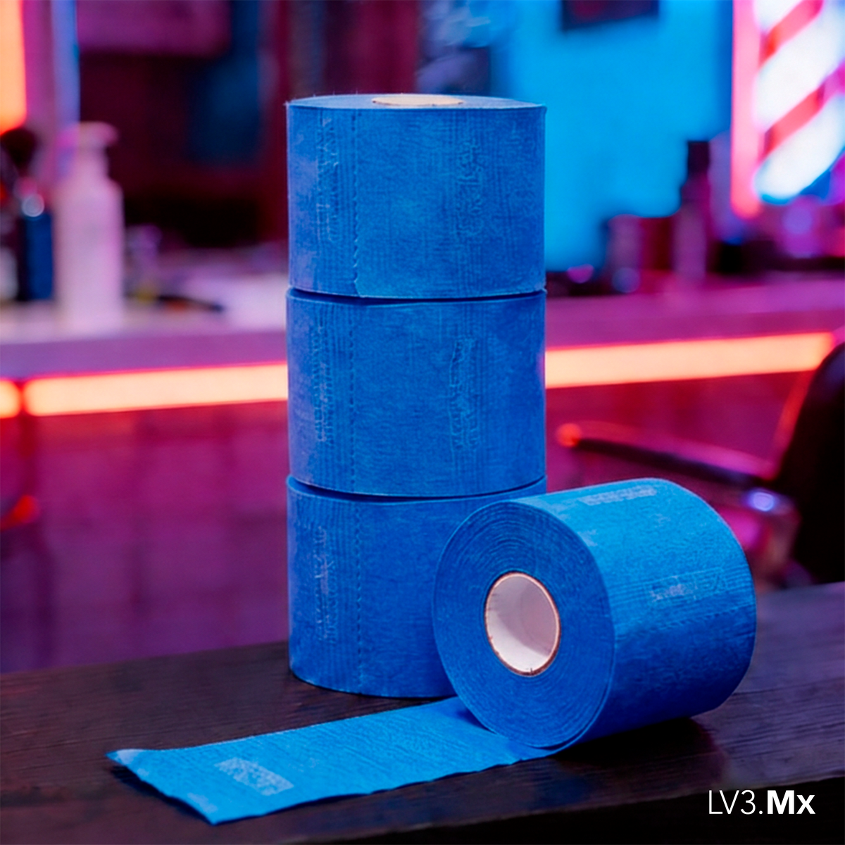 L3VEL3 5 ROLLS (100EACH) NECK PAPER BLUE