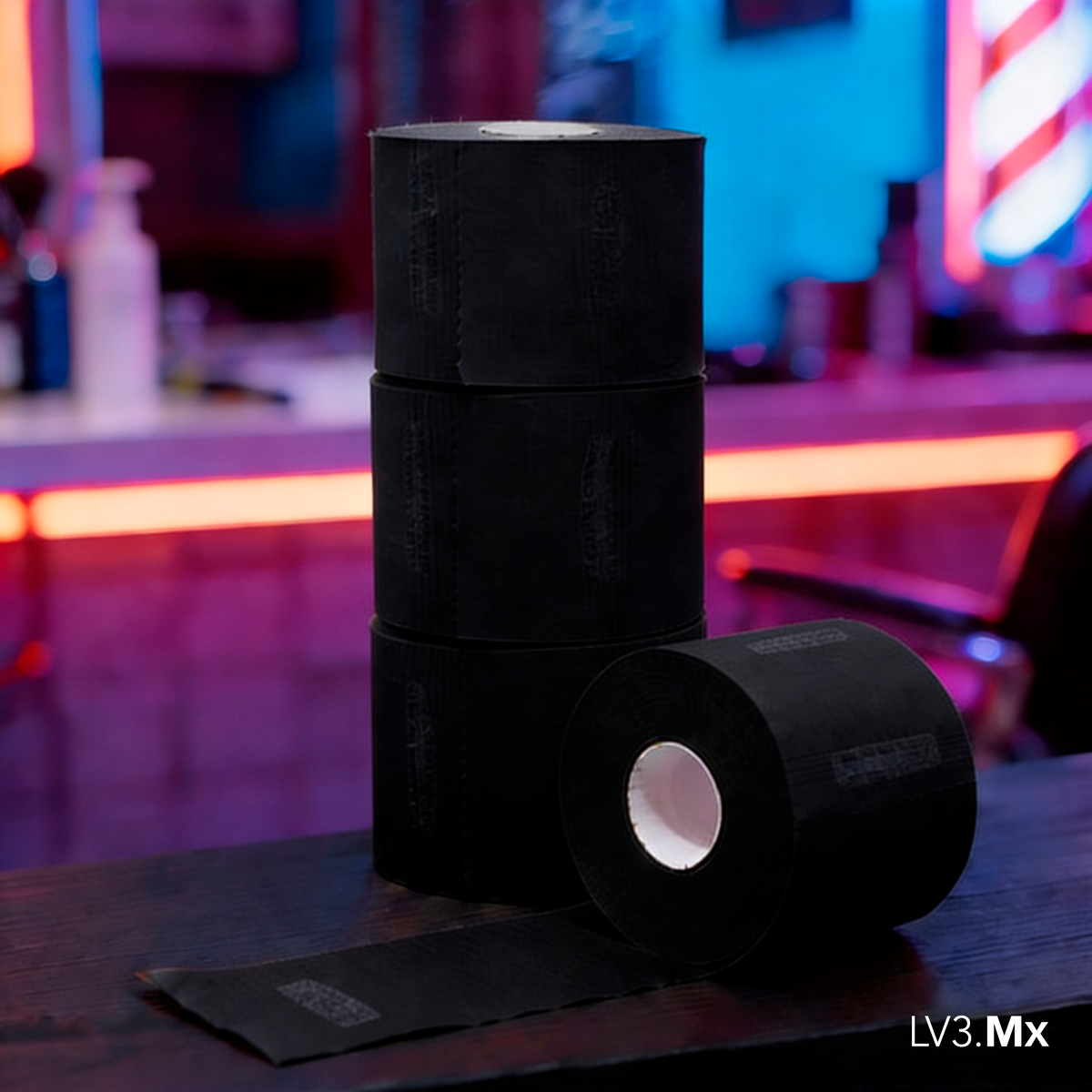 L3VEL3 5 ROLLS (100EACH) NECK PAPER BLACK