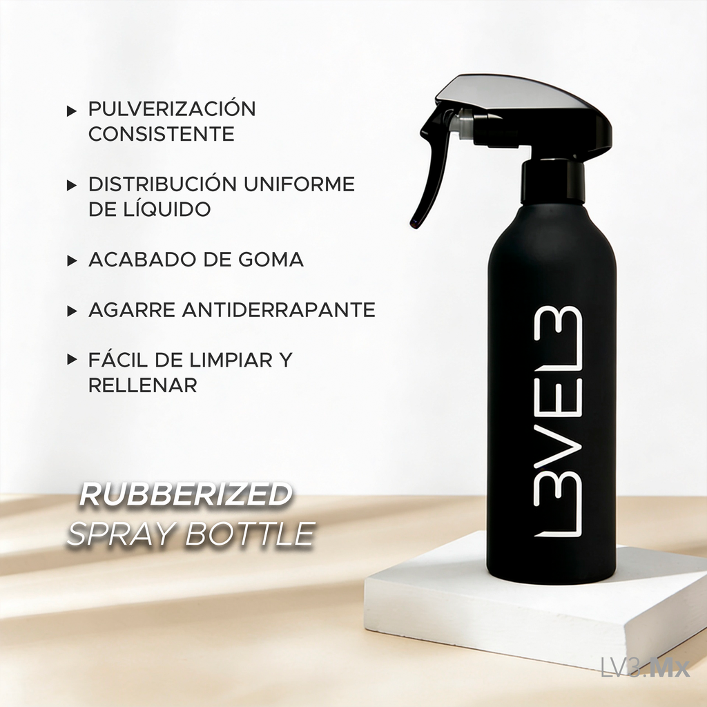L3VEL3 RUBBERIZED WATER SPRAY BOTTLE BLACK