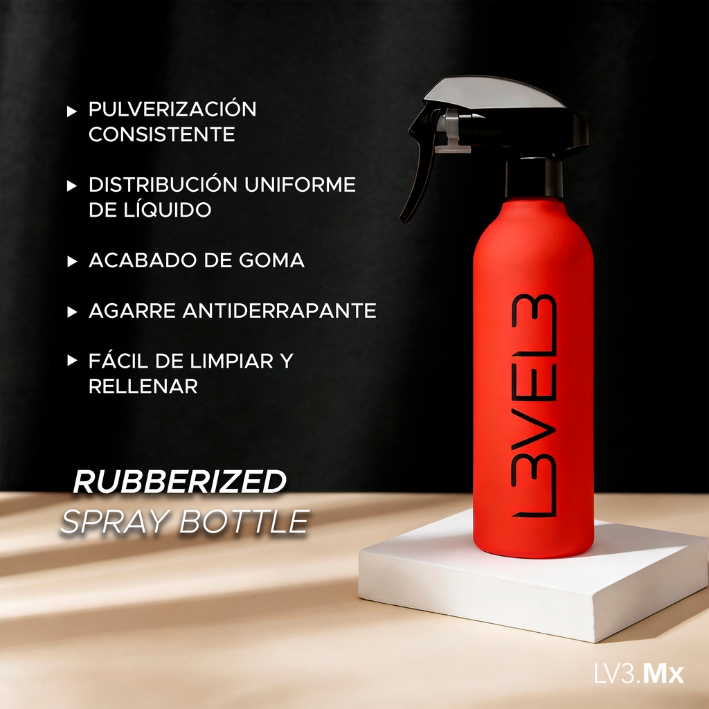 L3VEL3 RUBBERIZED WATER SPRAY BOTTLE RED
