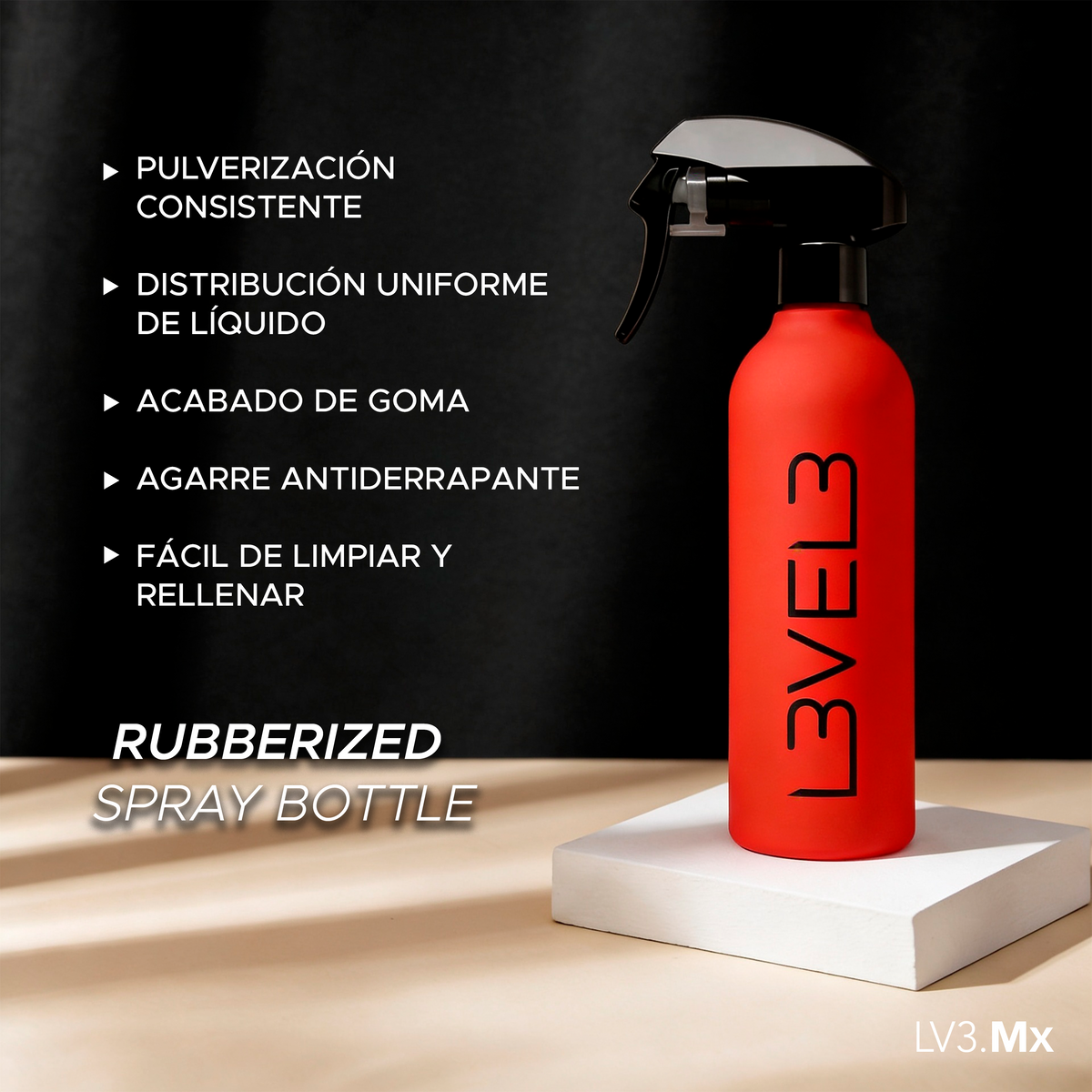 L3VEL3 RUBBERIZED WATER SPRAY BOTTLE RED