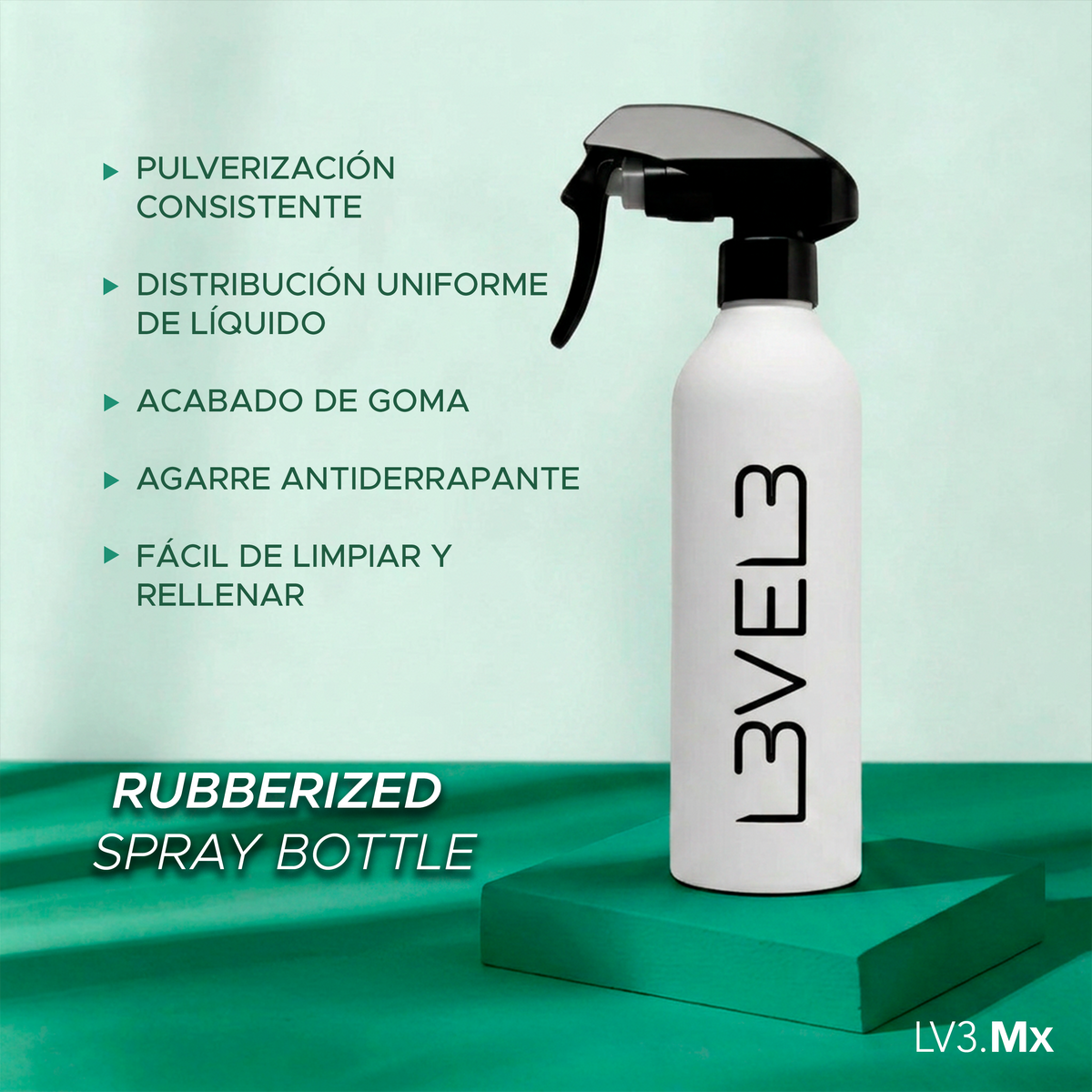 L3VEL3 RUBBERIZED WATER SPRAY BOTTLE WHITE