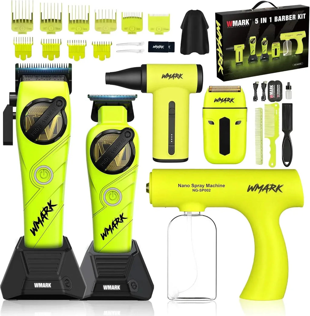 Wmark Ng-8637 Kit Set 5en1 Peluquería Profesional Verde