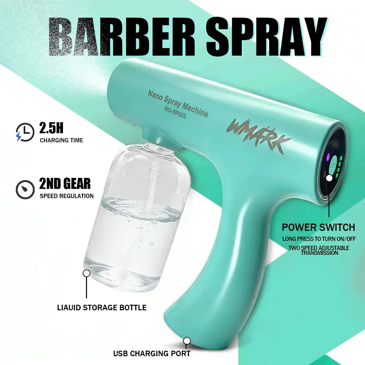 Wmark Ng-8637 Kit Set 5en1 Peluquería Profesional Azul