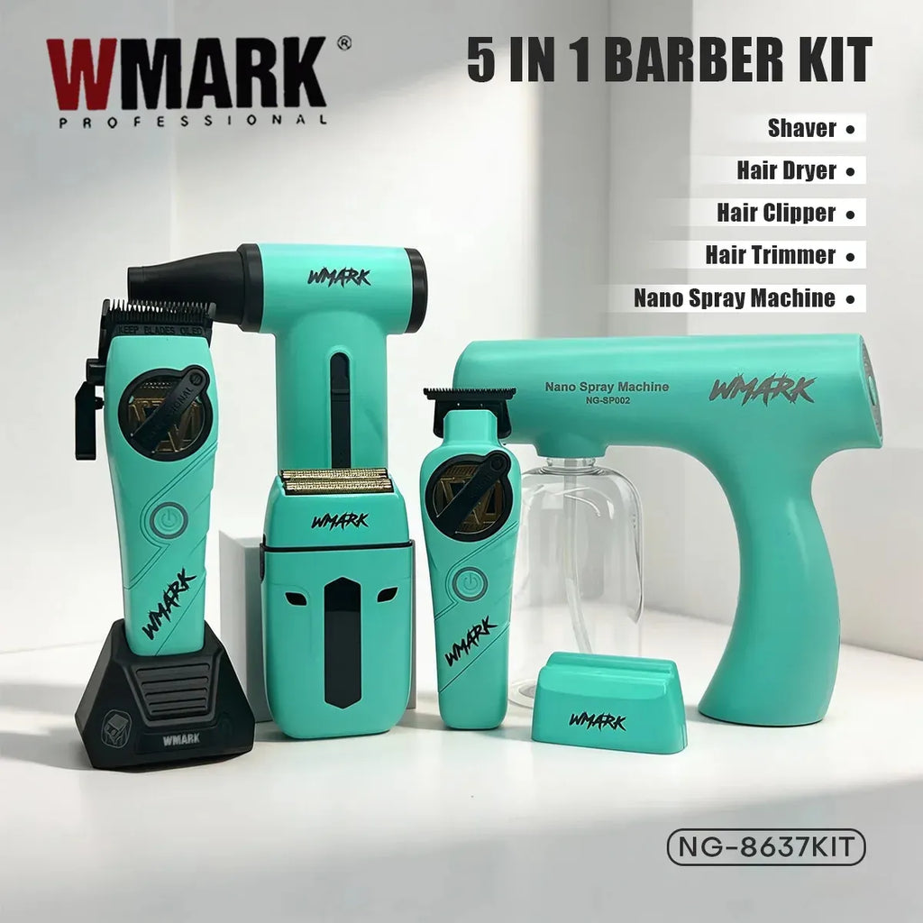 Wmark Ng-8637 Kit Set 5en1 Peluquería Profesional Azul