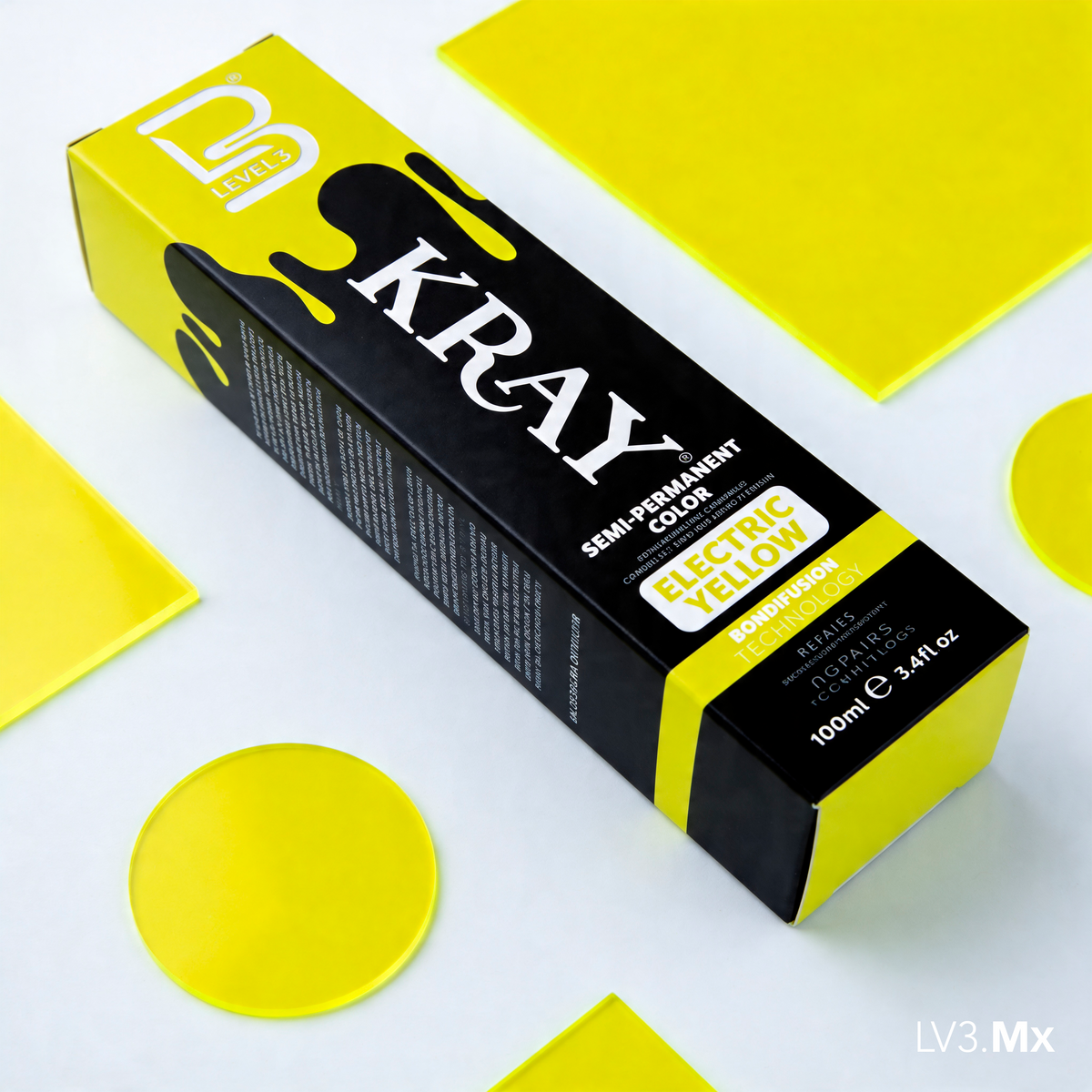 L3VEL3 ELECTRIC YELLOW SEMI PERMANENT COLOR TUBE 100 ml