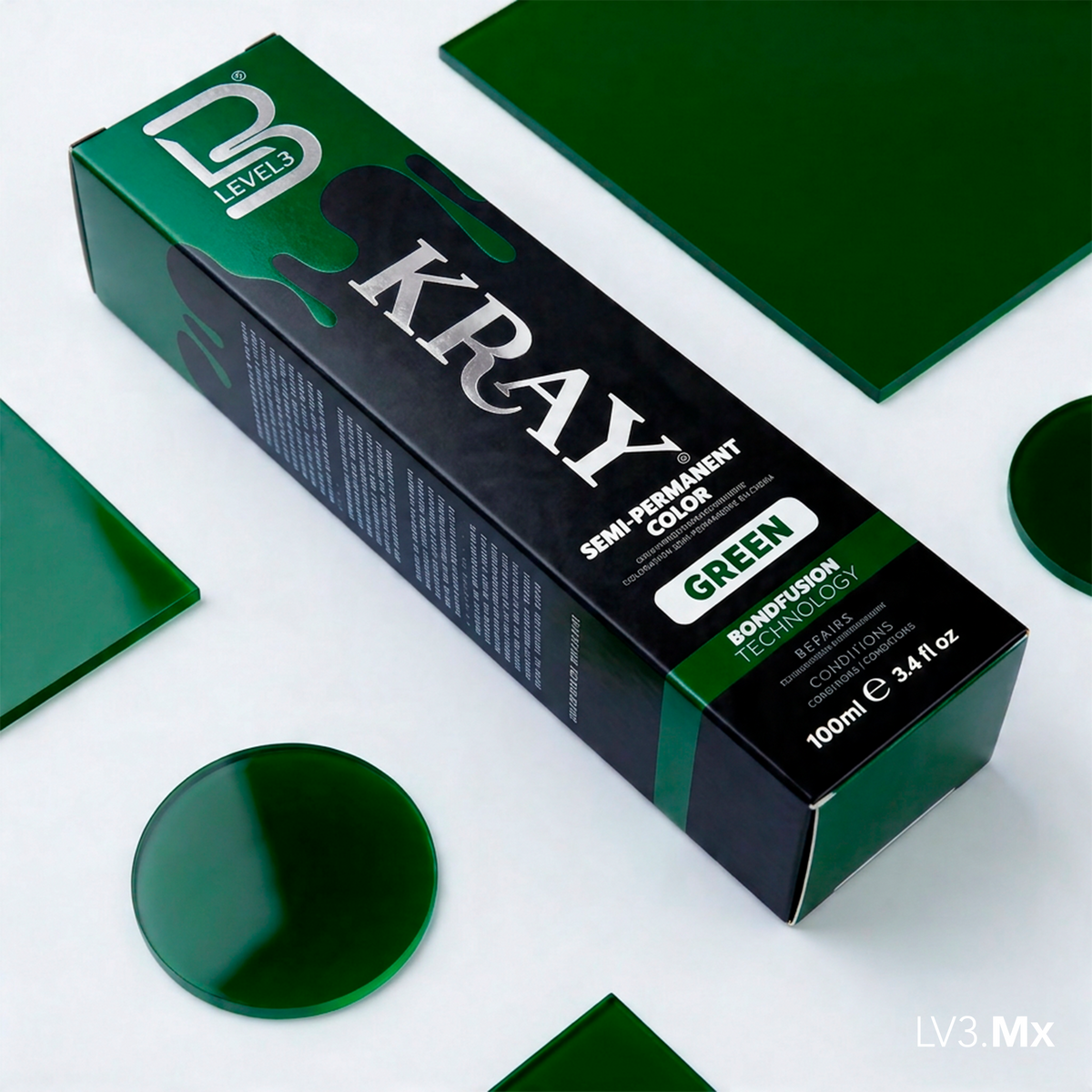 L3VEL3 GREEN SEMI PERMANENT COLOR TUBE 100 ml