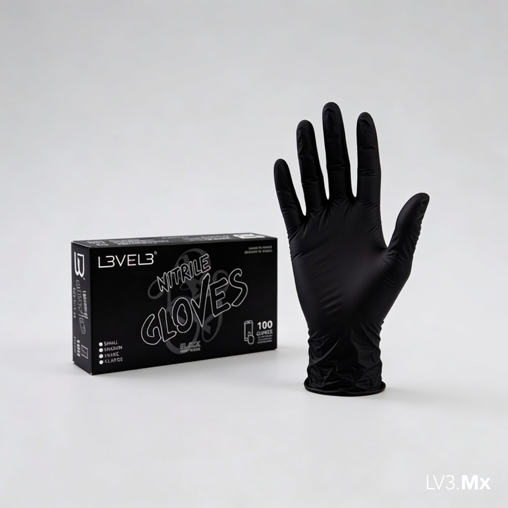 L3VEL3 NITRILE GLOVES BLACK 100CT