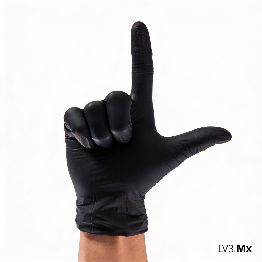 L3VEL3 NITRILE GLOVES BLACK 100CT