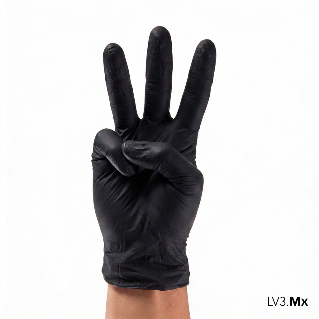 L3VEL3 NITRILE GLOVES BLACK 100CT
