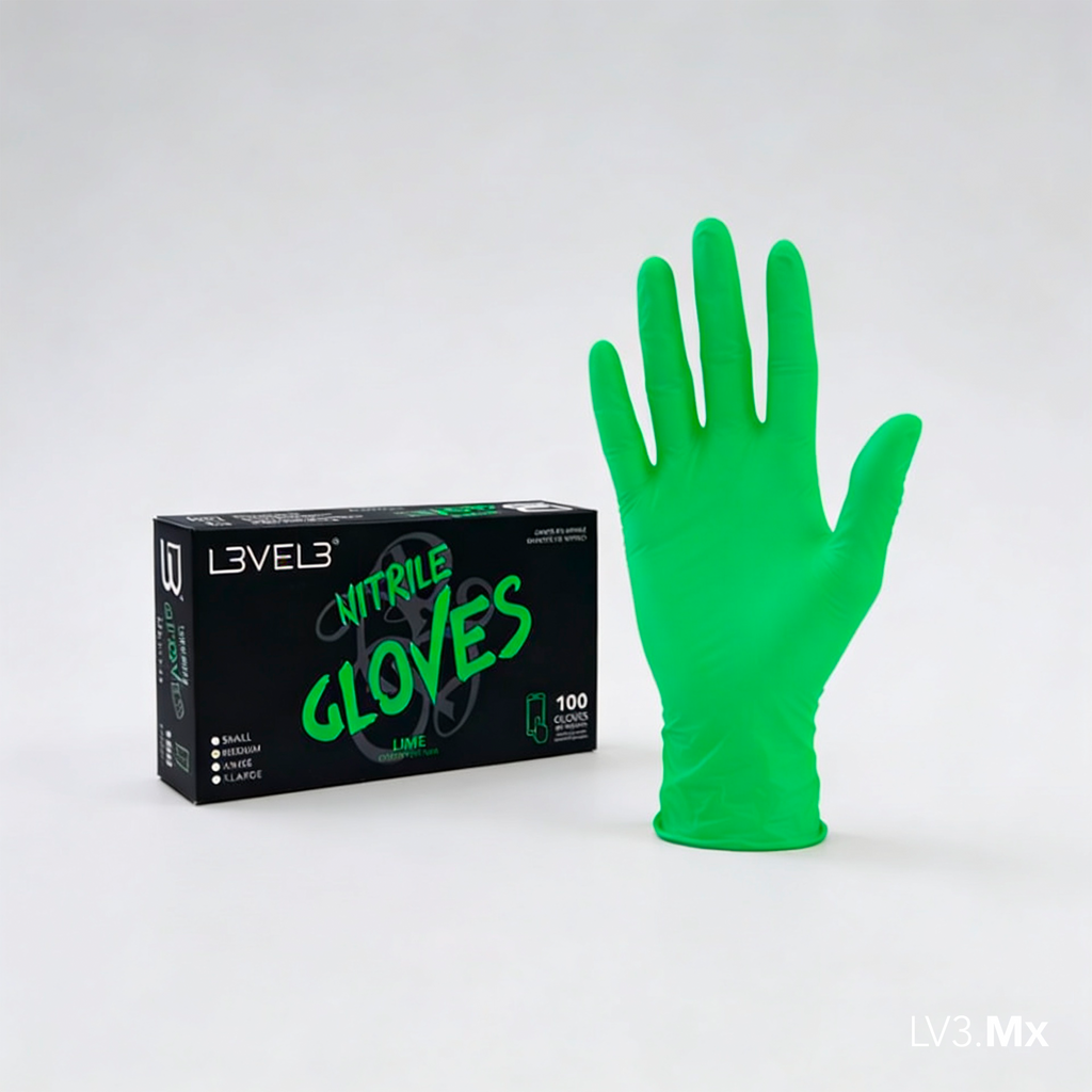 L3VEL3 NITRILE GLOVES LIME 100CT