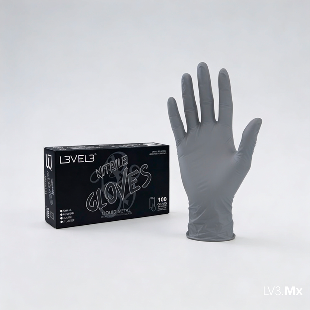 L3VEL3 NITRILE GLOVES LIQUID METAL 100CT