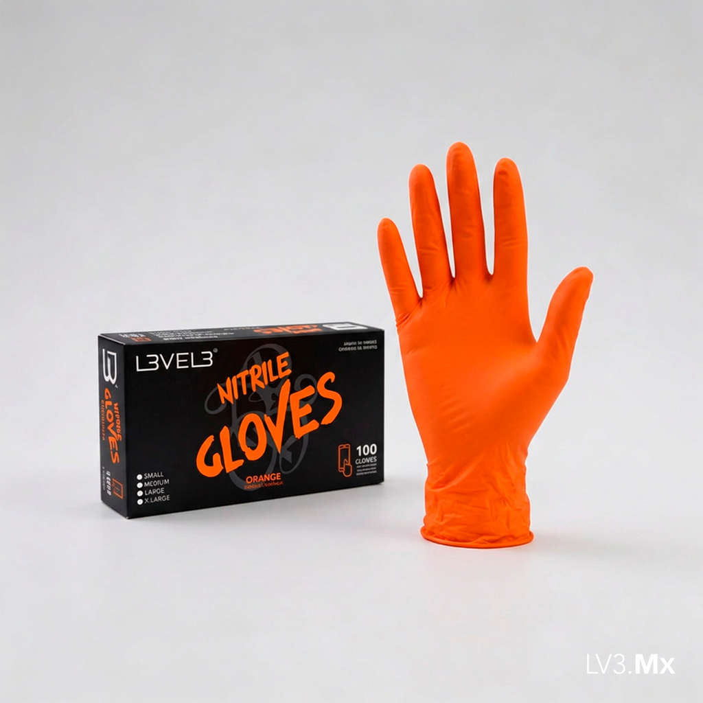 L3VEL3 NITRILE GLOVES ORANGE 100CT