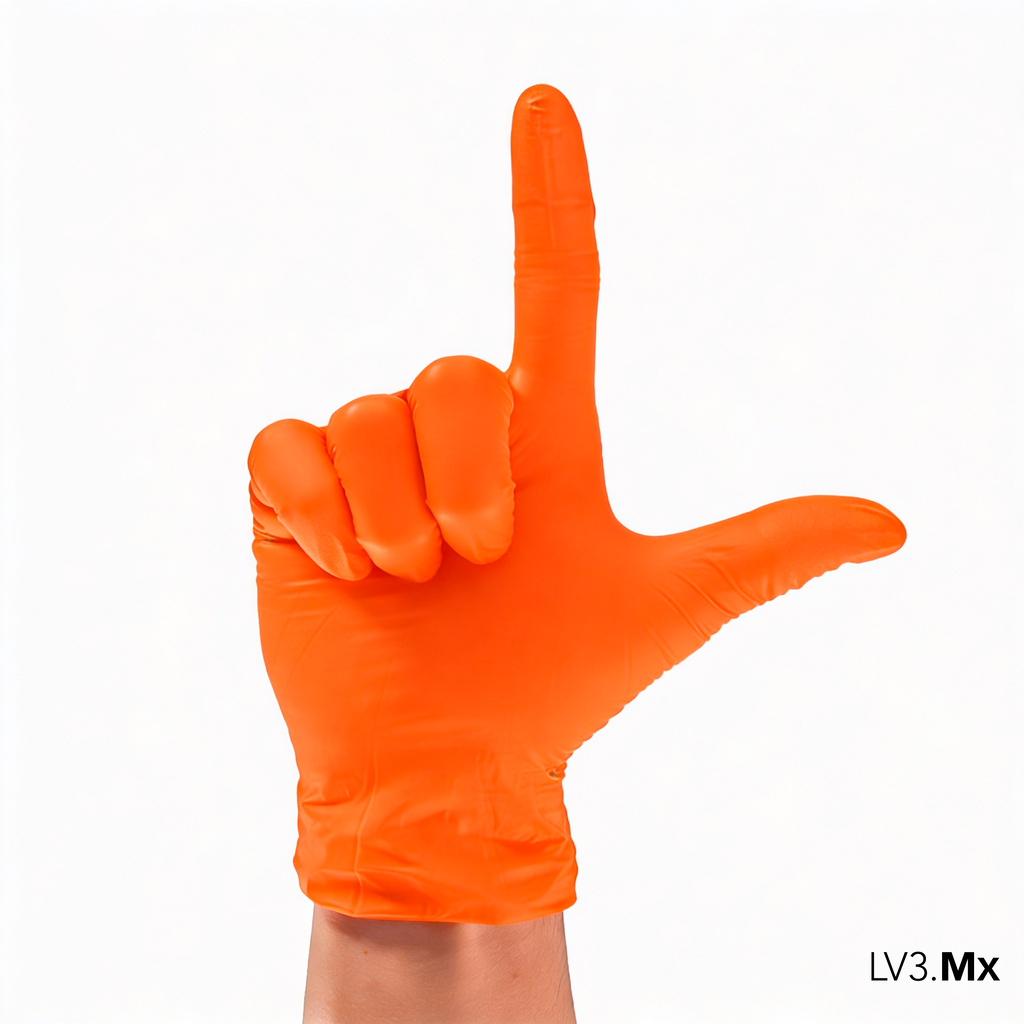 L3VEL3 NITRILE GLOVES ORANGE 100CT