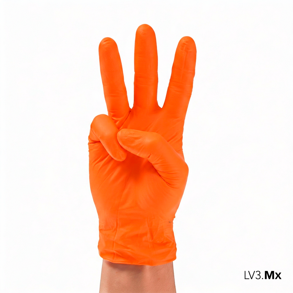 L3VEL3 NITRILE GLOVES ORANGE 100CT