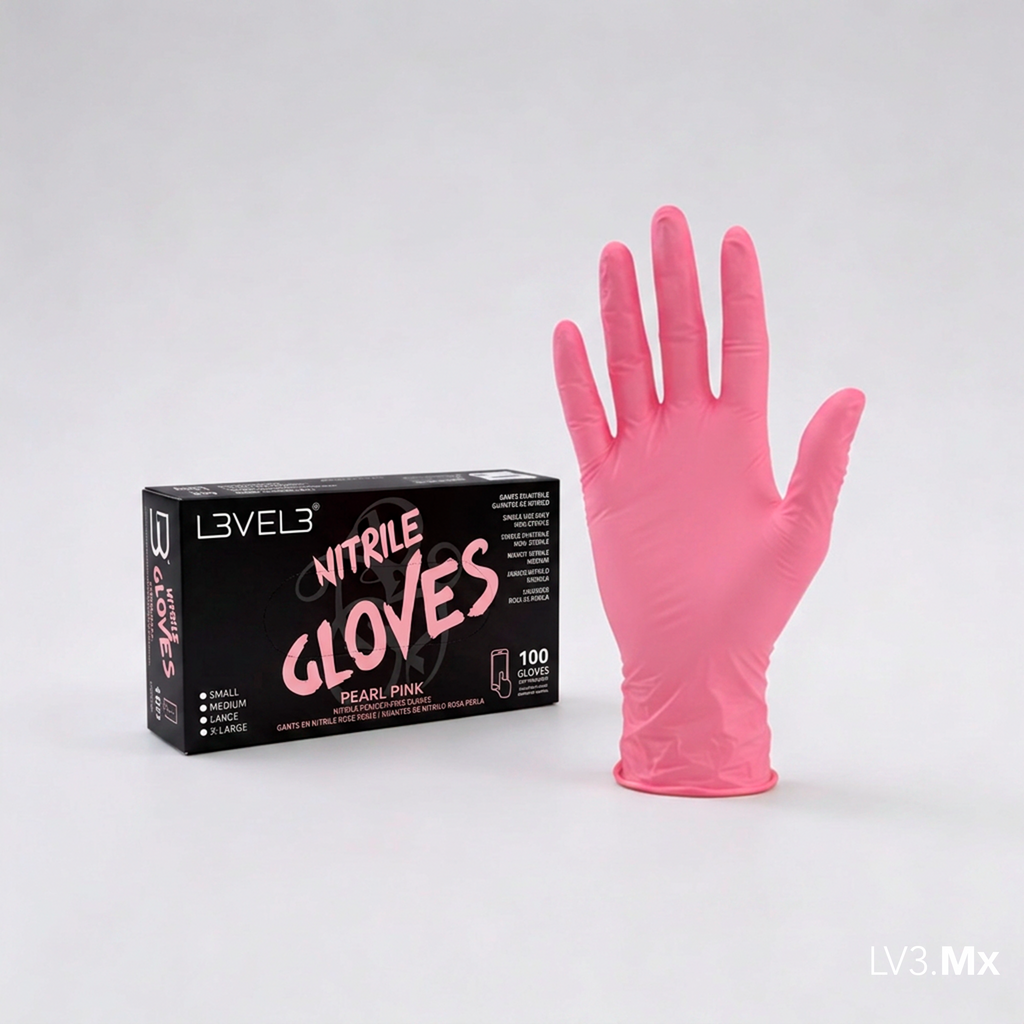L3VEL3 NITRILE GLOVES PEARL-PINK